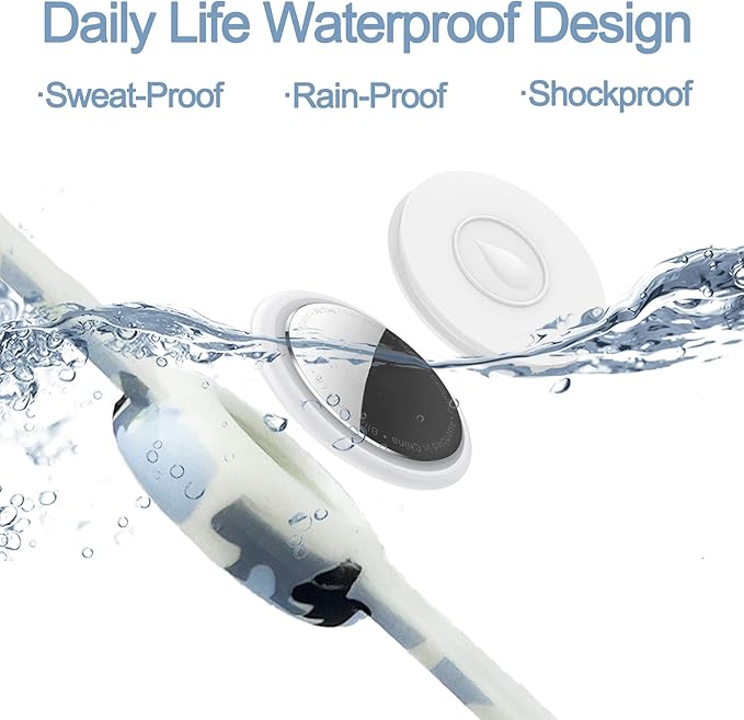 2 Pack Waterproof AirTag Bracelet for Kids, Hidden Printed Wristband for Apple Air Tag, Silicone AirTag Holder GPS Tracker Case for Band for Child Toddler, Secure Anti-Lost Protection(Camouflage)-BubblyBeeBaby