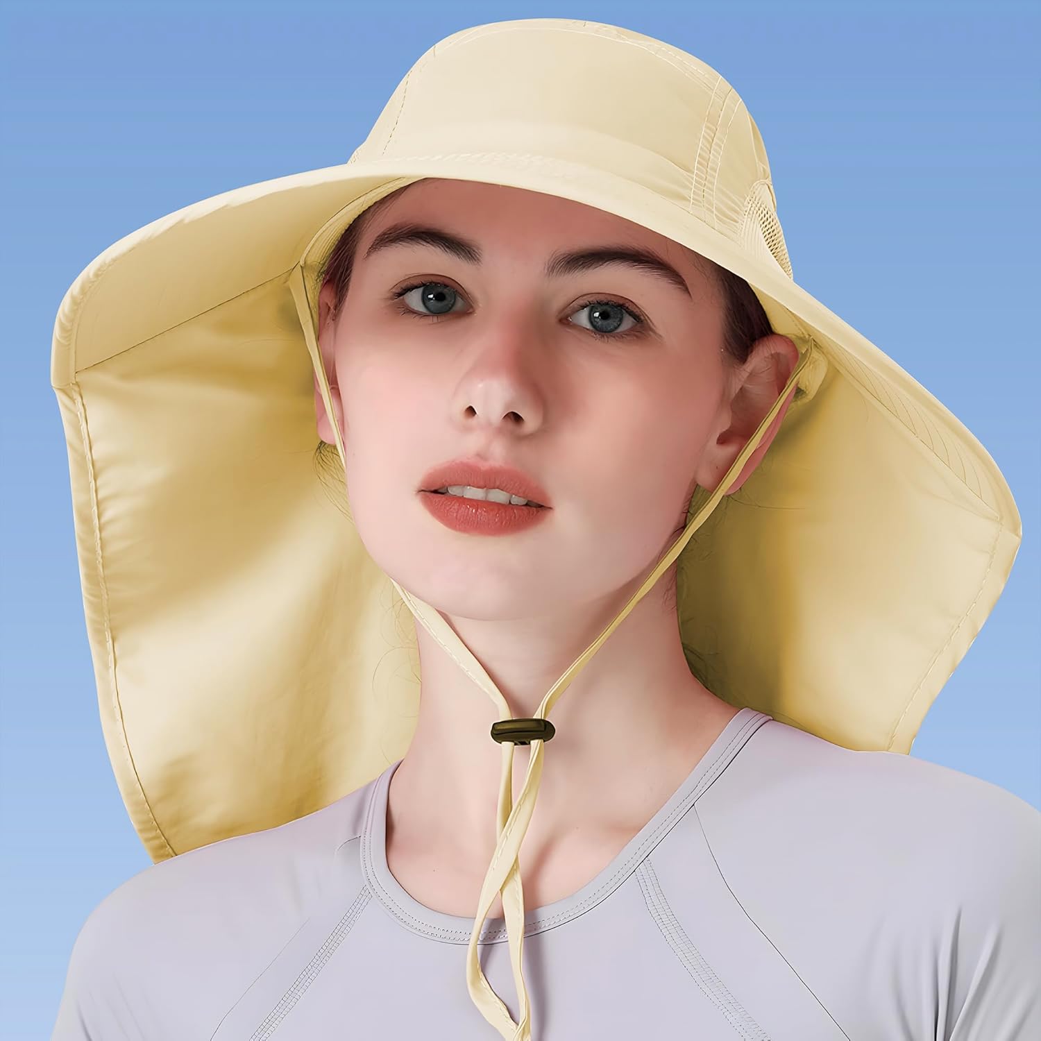 Womens Sun Hat UV Protection, Foldable Waterproof Wide Brim Bucket Hats with Neck Flap for Summer Beach Fishing Hiking