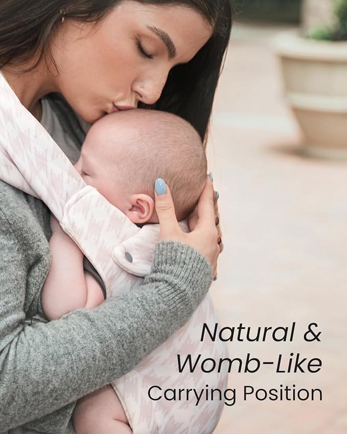 GROWNSY Baby Carrier Newborn to Toddler, Cozy Baby Wraps Carrier, Ergonomic Baby Carrier with Head Support, Tweed Pink-BubblyBeeBaby