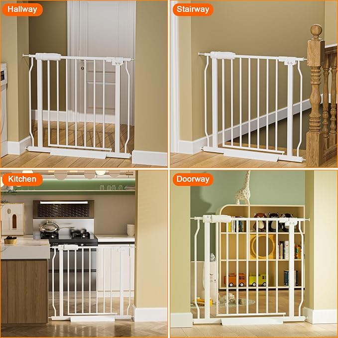 HOOEN Wide Baby Gates for Doorway Stairs Indoor Child Gate for Kid or Pet Dogs Walk Through Pressure Mounted Baby Gate 43.5-48 Inch Wide-BubblyBeeBaby