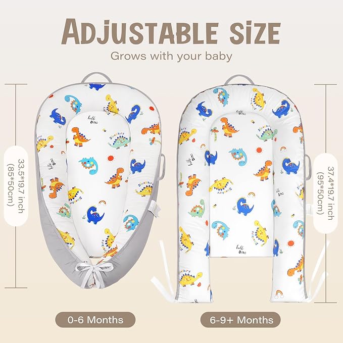 HKAI Baby Lounger – Soft Cotton Infant Floor Seat for Newborn to 24 Months, Portable Baby Essentials for Boys & Girls, Travel-Friendly Baby Lounge Pillow-BubblyBeeBaby