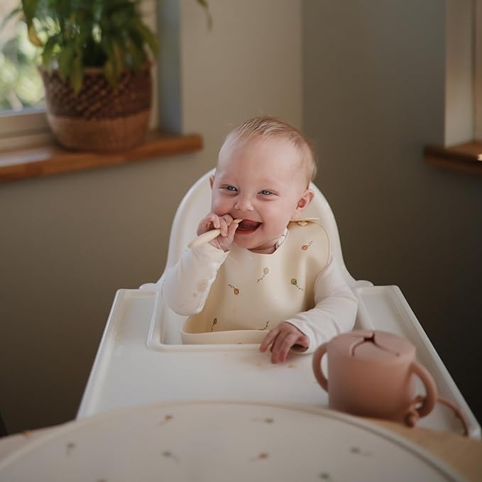 mushie Silicone Baby Bib | Adjustable Fit Waterproof Bibs (Kites)-BubblyBeeBaby