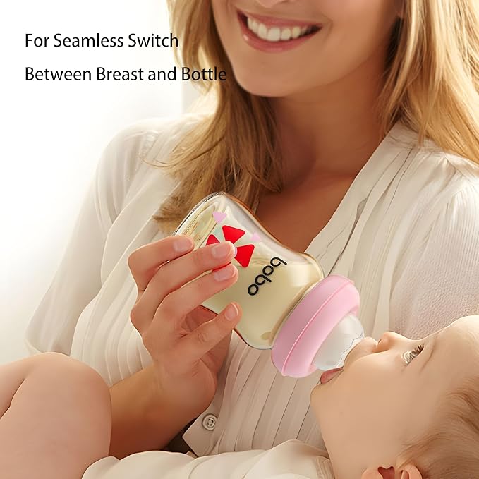 YOHKOH PPSU Baby Bottle Wide Neck, Newborn Anti-Colic Baby Bottle with Natural Response Nipple, Streamlined Body, Easy to Clean (5.4oz (Pack of 4), Red)-BubblyBeeBaby