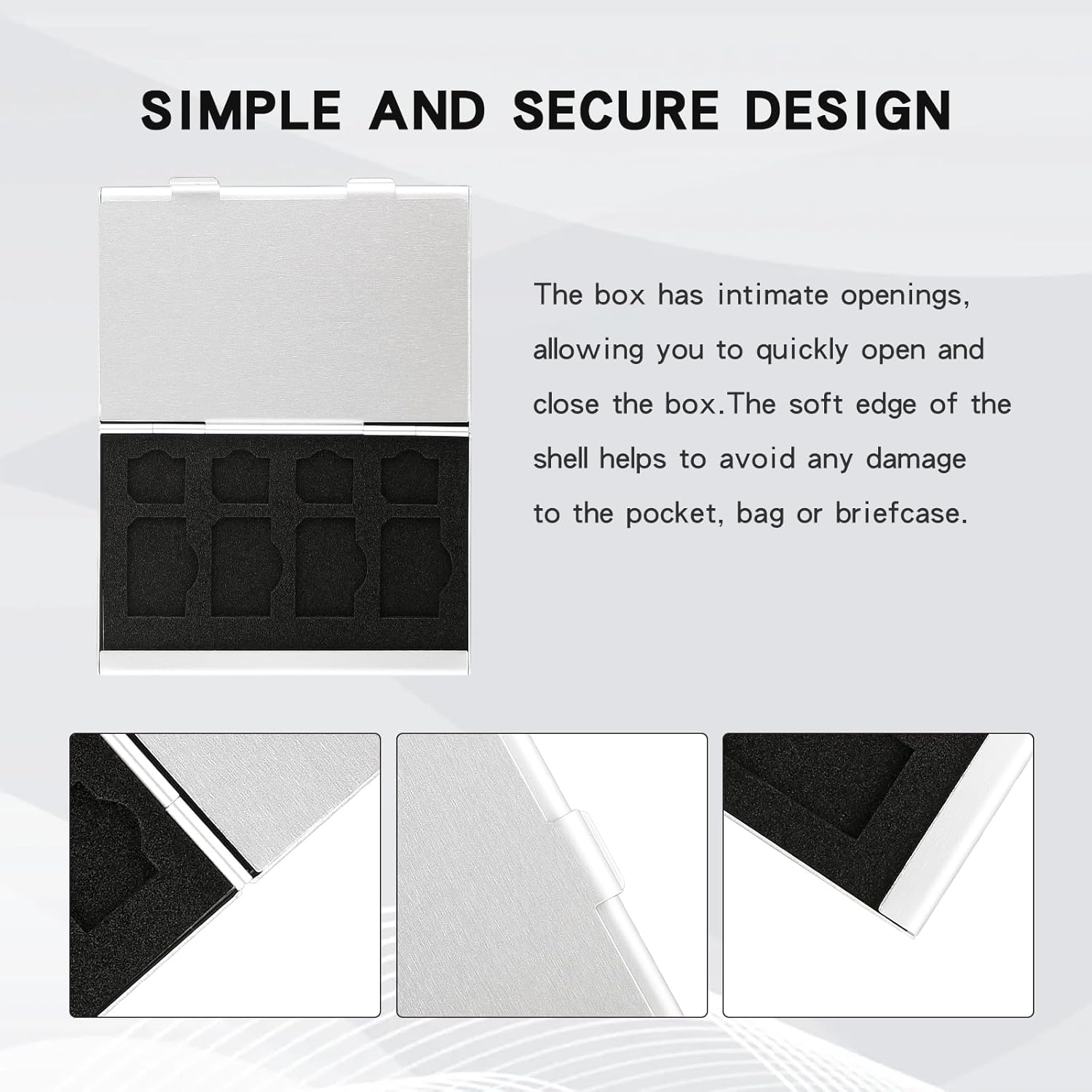 Aluminum SIM Card Case, 16Slots Ultrathin SIM Card Holder, Fit for 8 SIM Card, 8 Micro sim Card, Silver