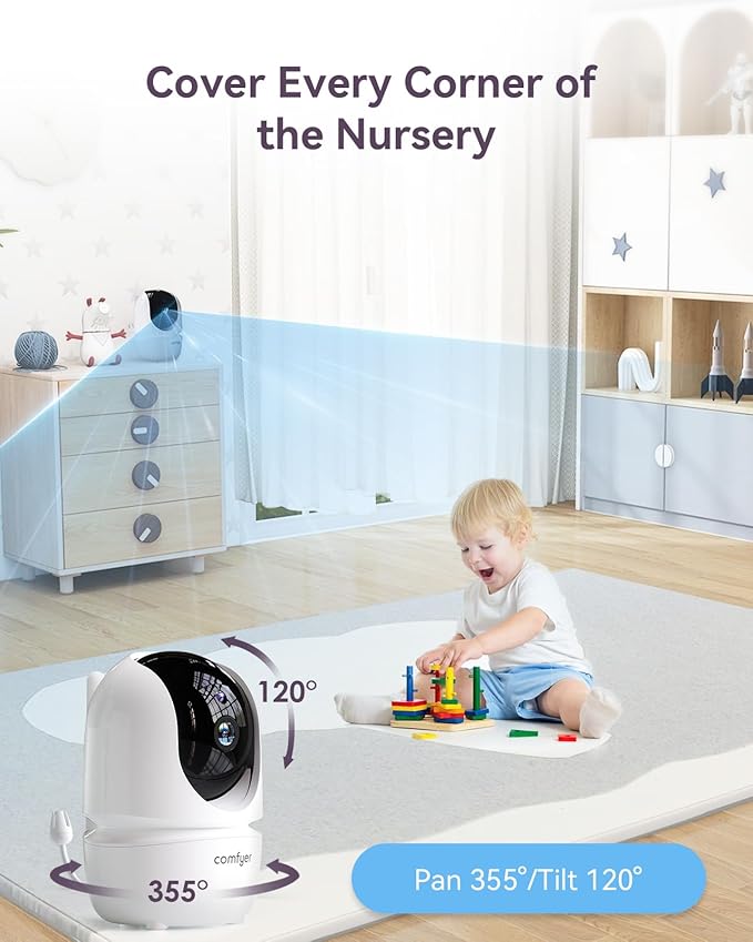 Baby Monitor with Camera and Audio, 7" 720P HD Video Baby Monitor No WiFi, 4000mAh Battery, VOX Mode, Auto Night Vision, Hack Proof, Remote PTZ-BubblyBeeBaby