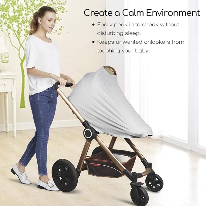 Nursing Cover & Baby Nursing Poncho,Multi Use Breastfeeding Cover for CarSeat Canopy, High Seat Cover, Stroller Cover, Shopping Cart Cover,Nursing Scarf for Boy and Girl by Kefee Kol (Grey)-BubblyBeeBaby