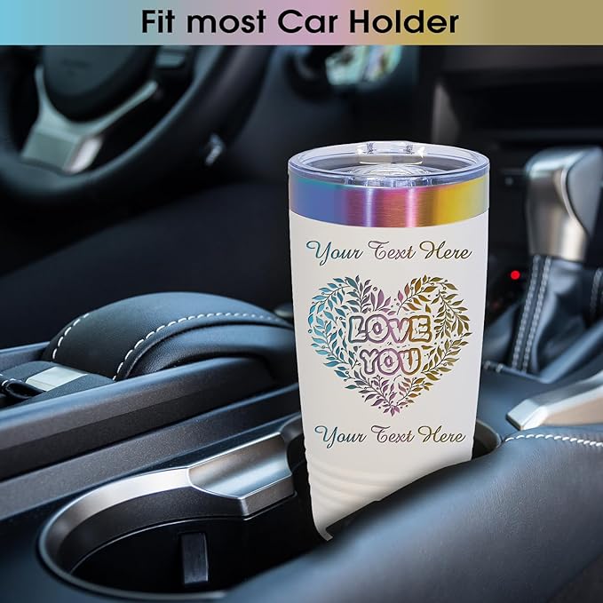 iProductsUS Personalized Tumblers with Lid and Straw, 20oz ION-Plated Stainless Steel Engraved Custom Cup with Name Text, Customized Mothers Day Gifts for Mom, Her, Christmas Birthday (Prism Colors)-BubblyBeeBaby