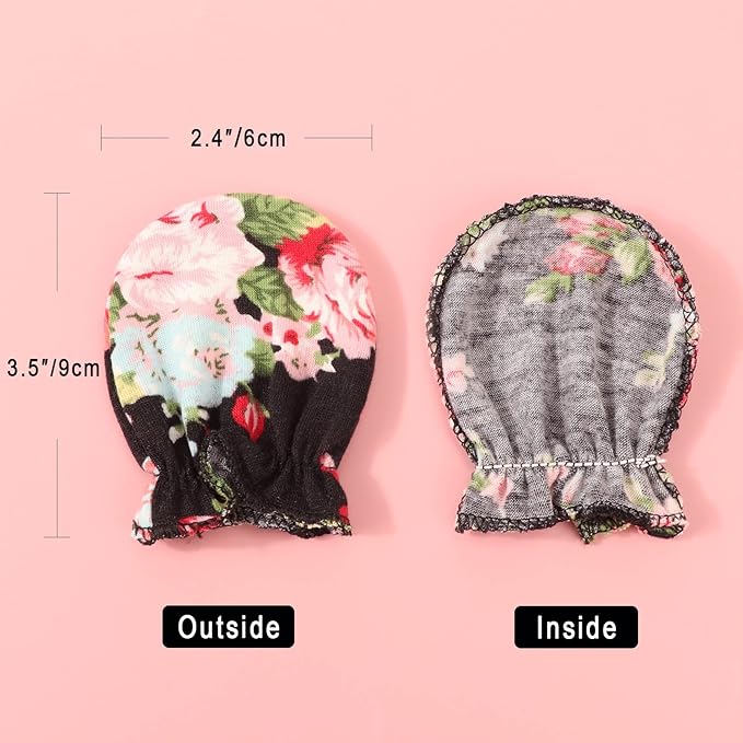 BQUBO Newborn Infant Toddler Mittens No Scratch Cotton Elastic Wrist Gloves Hypoallergenic for 0-6 Months Baby Boys Girls-BubblyBeeBaby