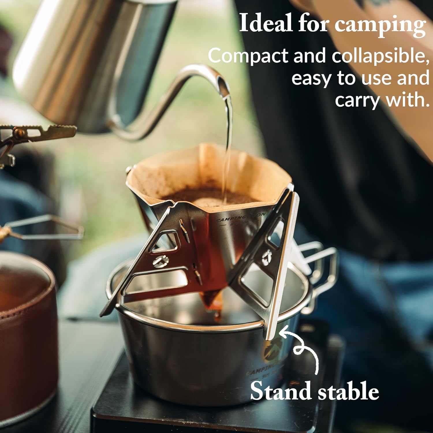 CAMPINGMOON Collapsible Coffee Dripper Pour Over Camping Outdoor 304 Stainless Steel COF-01