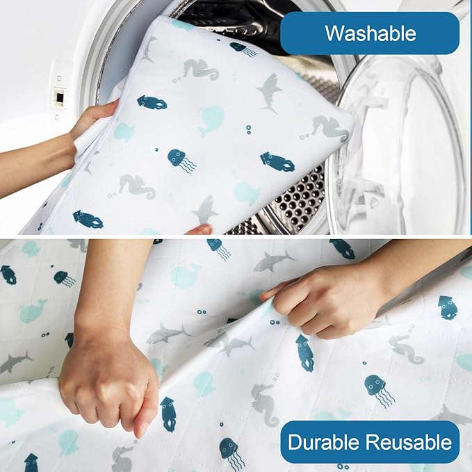 Incontinence Bed Pads 2 Pack, Bed Pads Washable Waterproof, Pee Pads for Kids, Adults, Elderly, and Pets, Bed Wetting Pads for Twin and Toddler Beds, Reusable Puppy Pads, Non Slip and Easy to Change-BubblyBeeBaby