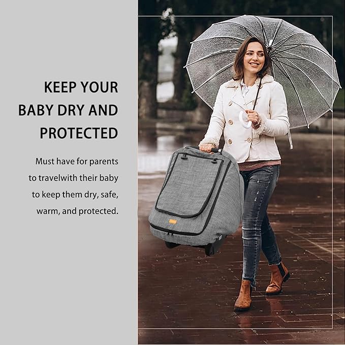 Waterproof Baby Car Seat Cover，Cold Weather Carseat Cover for Babies,Infant Car Seat Cover Canopy for Boy Girls,Windproof Car Seat Canopy for Boys & Girls, Keeps Babies Warm and Cozy-BubblyBeeBaby