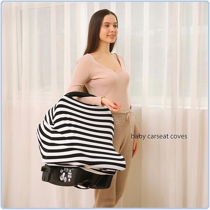 Car Seat Covers High Stretchy- Carseat Canopy for Babies, Multi- use Breastfeeding Covers, Baby Shower Gifts for Boys and Girls-BubblyBeeBaby