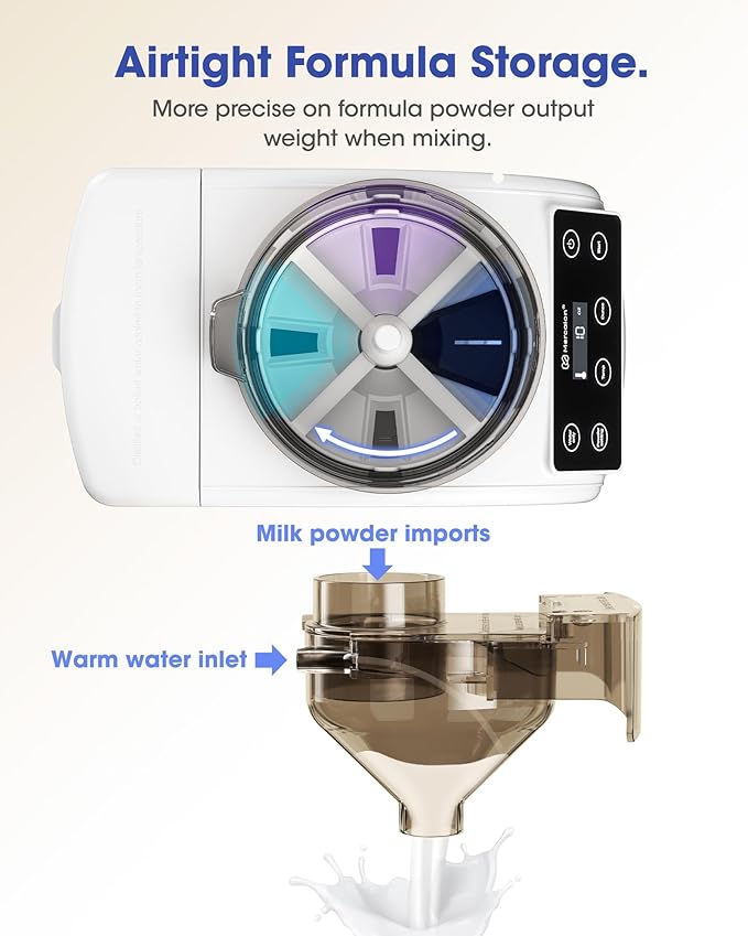 Instant Formula Maker, Fast and Customizable Formula Dispenser Machine with Accurate Temperature Control for Baby, Automatic Powder Blending for All Brands of Bottles and Formula, White-BubblyBeeBaby