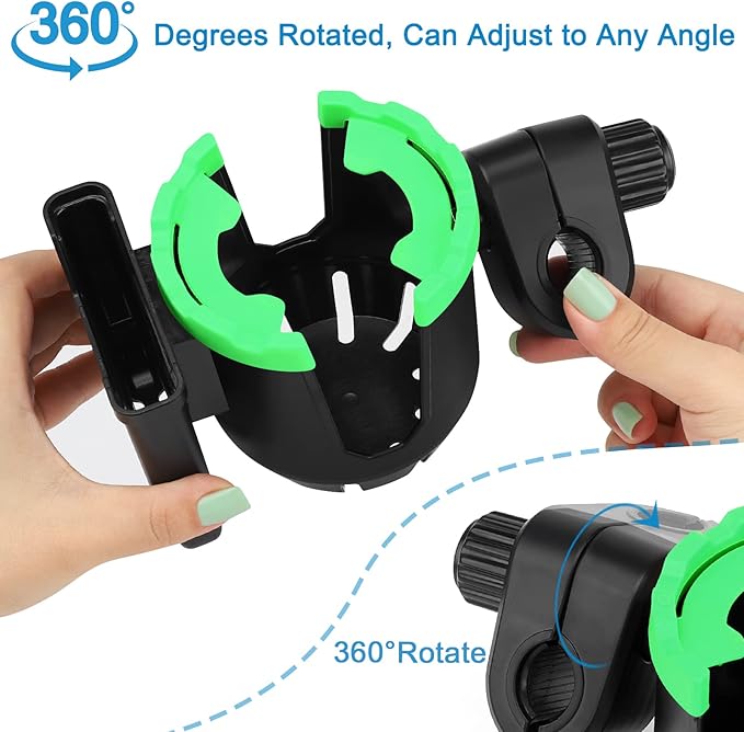 Accmor Stroller Cup Holder with Phone Holder, Universal Cup Holder, Bike Cup Holder, 360° Rotatable Large Caliber Drinks Holder for Stroller, Bike, Wheelchair, Walker-BubblyBeeBaby