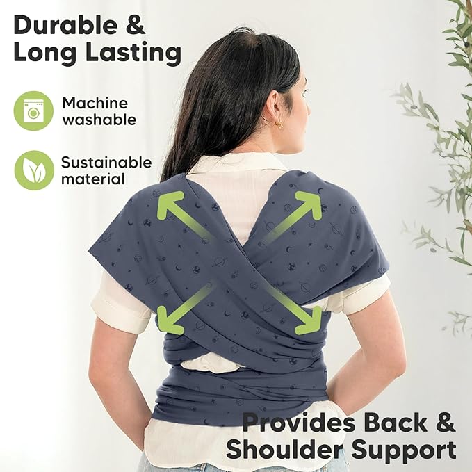KeaBabies Baby Wrap Carrier - All in 1 Original Baby Carrier Newborn to Toddler Sling, Easy to Wear, Hands Free Bonding, Lightweight, Breathable Infant Wraps (Planets)-BubblyBeeBaby