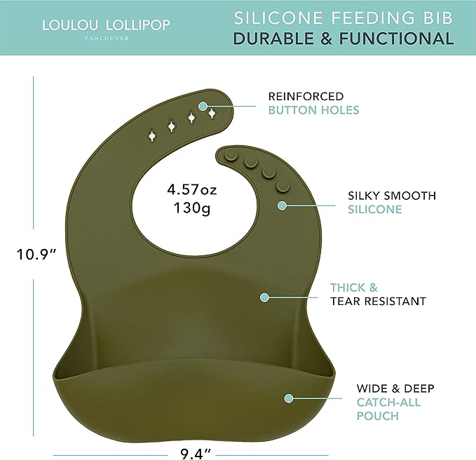 Loulou Lollipop Soft, Waterproof Silicone Feeding Bib-BubblyBeeBaby