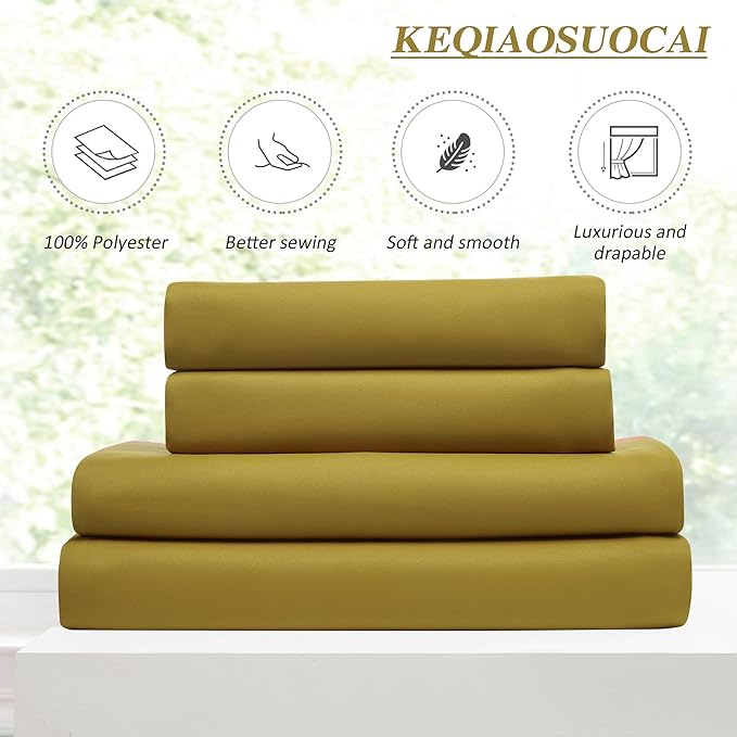 KEQIAOSUOCAI Yellow Pinch Pleated Curtains 90 Inch Length 2 Panels Set Noise Cancelling Window Drapes for Nursery Bedroom Living Room 40x90-BubblyBeeBaby