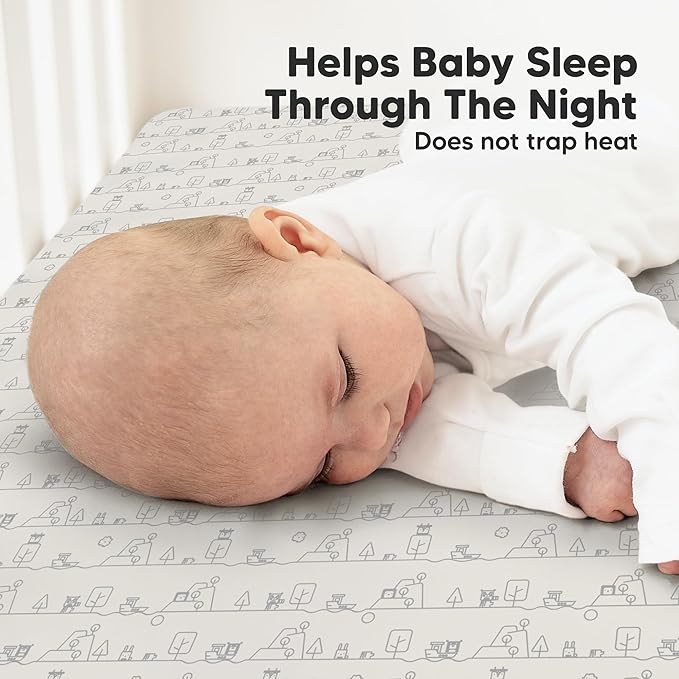 KeaBabies 2-Pack Organic Crib Sheets for Boys, Girls - 52x28 Fitted Crib Mattress Sheet Neutral, Breathable Jersey Cotton Cover for Baby Bed, Toddler Mattress, Soft & Cute Prints (KeaPixel)-BubblyBeeBaby