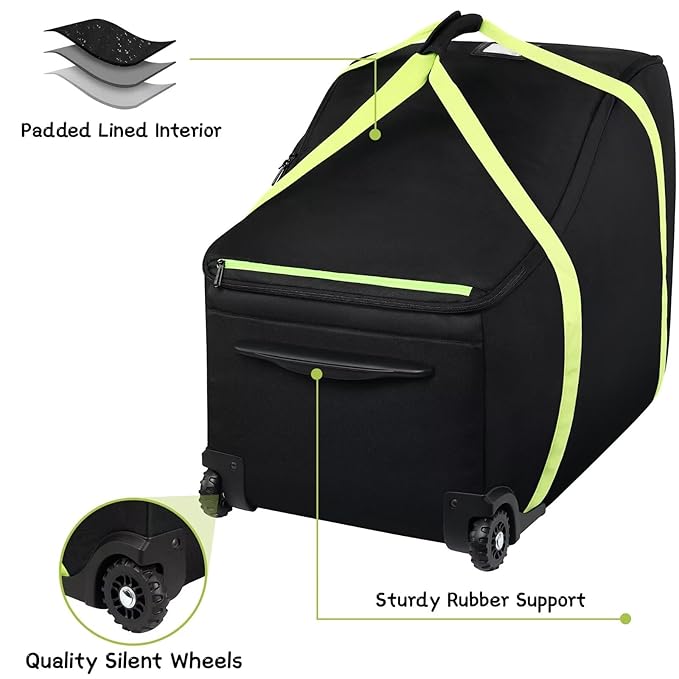 Baby Car Seat Travel Bag Fit Chicco Keyfit 35 and Anti-rebound Bar Base, Doona Car Seat Stroller and Base, Nuna Pipa Travel Bag, Infant Car Seat Bags for Air Travel, Doona Travel Bag-BubblyBeeBaby