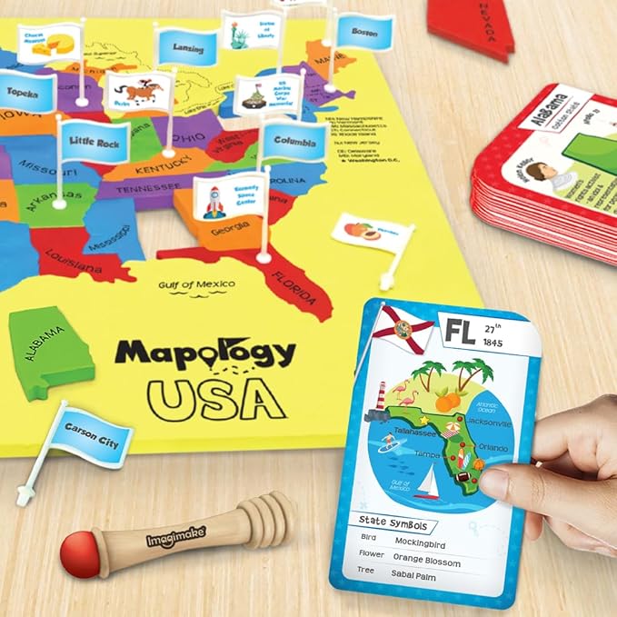 Imagimake Mapology United States Flash Card Puzzle with Flags, Country- Capitals | Educational Toys for Kids Ages 5-8 | Learn Geography Puzzles for kids Ages 8-10 | Christmas Gift for Boys & Girls-BubblyBeeBaby
