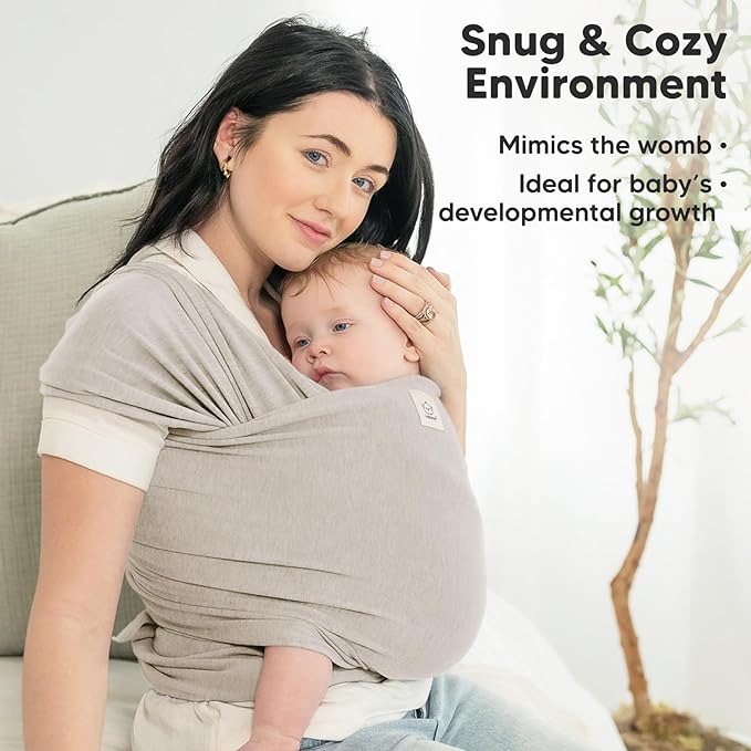KeaBabies Baby Wrap Carrier - All in 1 Original Baby Carrier Newborn to Toddler Sling, Easy to Wear, Hands Free Bonding, Lightweight, Breathable Infant Wraps (Stone Gray)-BubblyBeeBaby