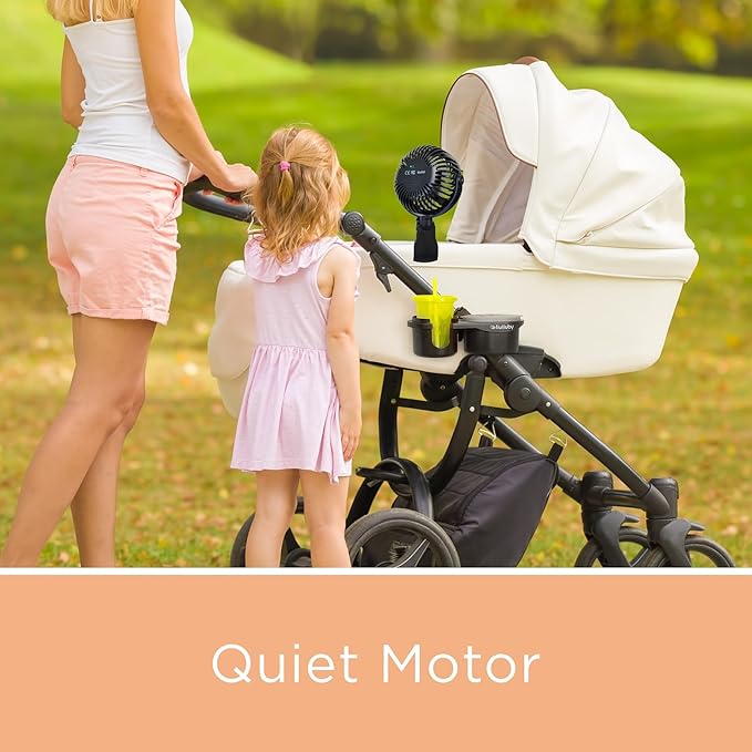 liuliuby Baby Stroller Fan with Clip | Clip On Fan for Baby Car Seat | Portable & Rechargeable with Durable Clamp | Stroller Accessories | Small Cooling USB Chargeable Battery (Jet Black)-BubblyBeeBaby