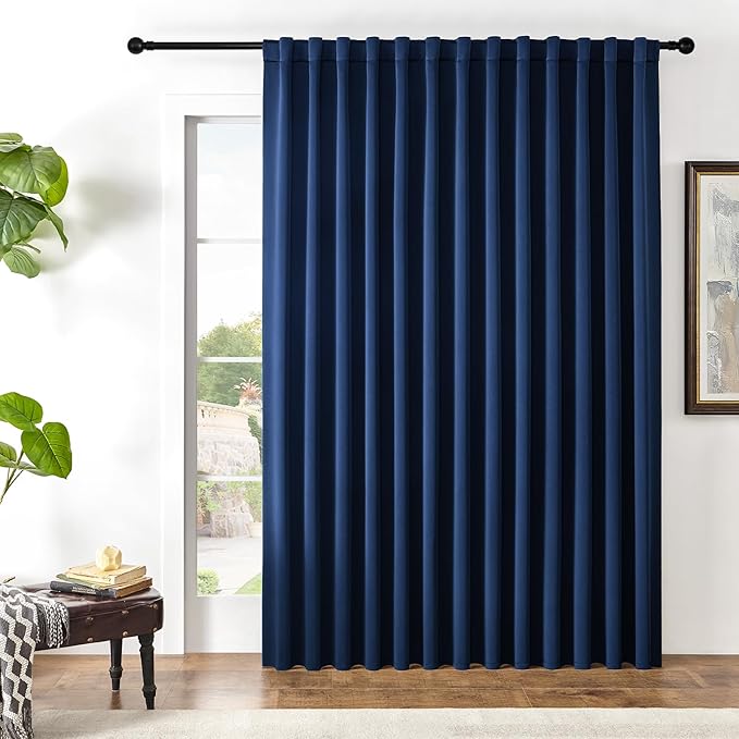 Joydeco Custom Blackout Curtains for Bedroom, 1 Panel Room Darkening Curtains & Drapes for Living Room Window Rod Pocket Back Tab (Custom Size,Navy Blue)-BubblyBeeBaby