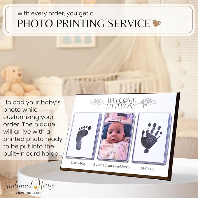 Inkless Hand and Footprint Kit, Baby Keepsake Plaque & Baby Shower Gifts - Ideal as Mom To Be Gift, Nursery Picture Frames, Clean Touch Hand and Footprint Kit (Style 1 - Design 1)-BubblyBeeBaby