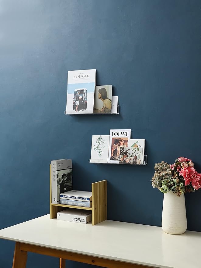 IEEK 6 PCS Acrylic Invisible Floating Bookshelf for Kids Room,15 inch Modern Picture Ledge Display Toy Storage Wall Shelf Vinyl Record Shelf U Shelves Storage Rack-BubblyBeeBaby