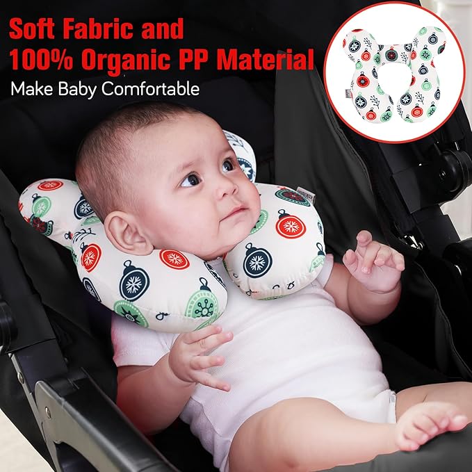 KAKIBLIN Baby Travel Pillow for Head and Neck, Upgraded Baby Support Pillow, Baby Neck Pillows for Car Seat,Pushchair,Travel,(Cross)-BubblyBeeBaby