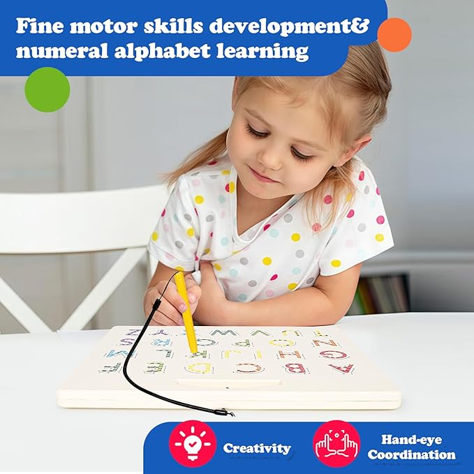 2 in 1 Magnetic Number Tracing Board, Magnetic Drawing Board Numbers 1-20 Writing Board Preschool Handwriting Learning Toys Alphabet & Math STEM Educational Toy for Toddlers Kids-BubblyBeeBaby