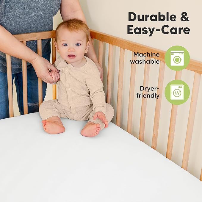 KeaBabies 2-Pack Organic Crib Sheets for Boys, Girls - 52x28 Fitted Crib Mattress Sheet Neutral, Breathable Jersey Cotton Cover for Baby Bed, Toddler Mattress, Soft & Cute Prints (Cloud)-BubblyBeeBaby