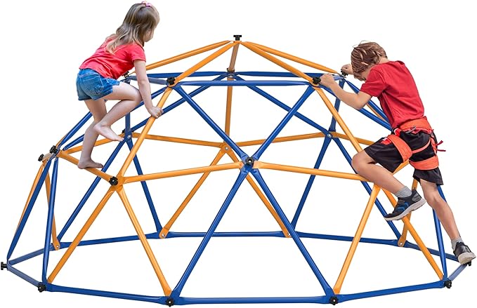 JAXPETY 10 FT Climbing Dome, Toddler Outdoor Climbing Toys, Kids Jungle Gym for Backyard, Playground Doorway Geometric Dome for Kids 8-12 Climber, Metal Outside Climbing Gym, Capacity 500 Lbs-BubblyBeeBaby