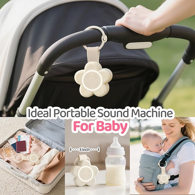 2025 Mom's Choice Awards | Portable White Noise Sound Machine Baby | 25 Soothing Sounds | Rechargeable Travel Sound Machine Baby with Night Light | Newborn Essentials | Nursery, Home, Sleep Aid-BubblyBeeBaby