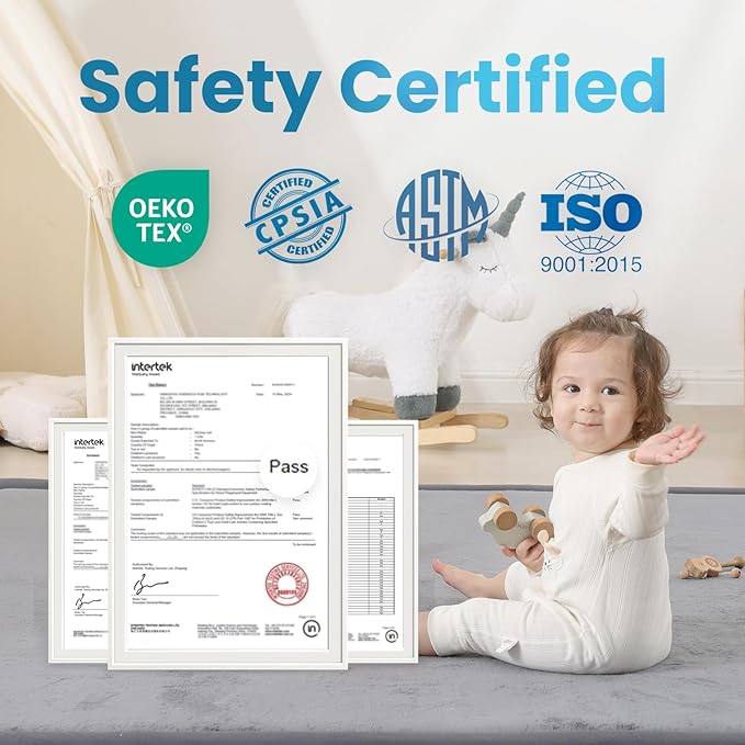 1.3" Thick Baby Play Mat for Floor, 28x72 Foam Tummy Time Mat, Padded Support Soft Plush Bedside Rugs for Infant Kids Toddler Crawling Kick Activity (Dark Grey)-BubblyBeeBaby