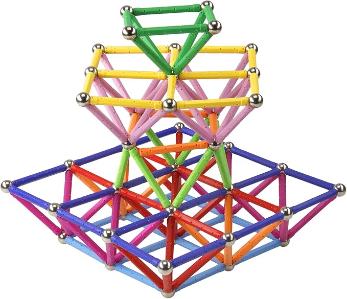 160 Pcs Magnet Building Sticks Kids Toys, Lengthen Magnetic Construction Building Blocks Set 3D Brain Training Learning Educational DIY STEM Toys-BubblyBeeBaby