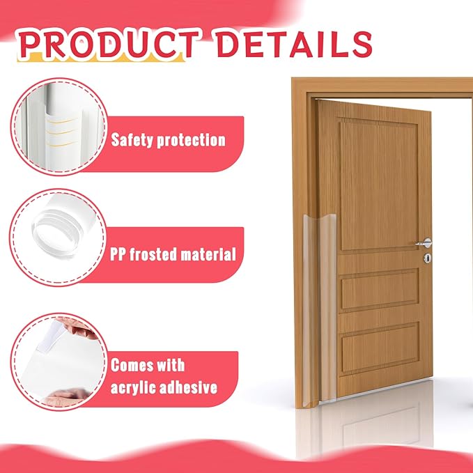 12 Pcs Door Pinch Guard Baby Proofing Jam Shield Door Finger Pinch Guard 47.2 x 7 Inch Hinge Cover Protectors for 90 and 180 Degree Gates Kids Pets Safety-BubblyBeeBaby