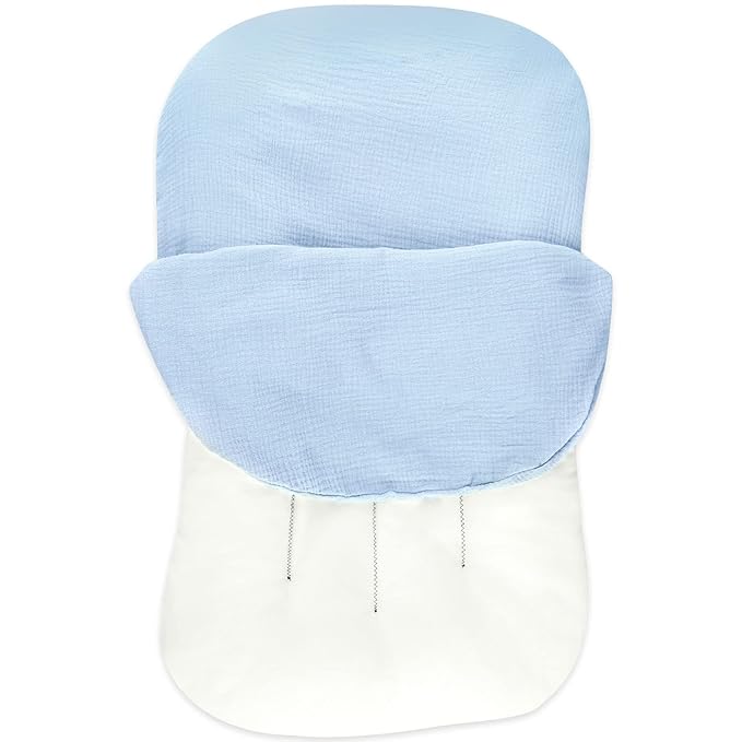 Hooyax Muslin Baby Lounger Cover Soft Organic Cotton Slipcover Fits Newborn Lounger for Baby Boys and Girls (Ice-Snow Blue)-BubblyBeeBaby