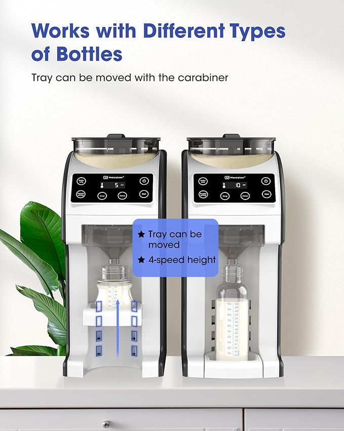 Instant Formula Maker, Fast and Customizable Formula Dispenser Machine with Accurate Temperature Control for Baby, Automatic Powder Blending for All Brands of Bottle and Formula, Black/White-BubblyBeeBaby