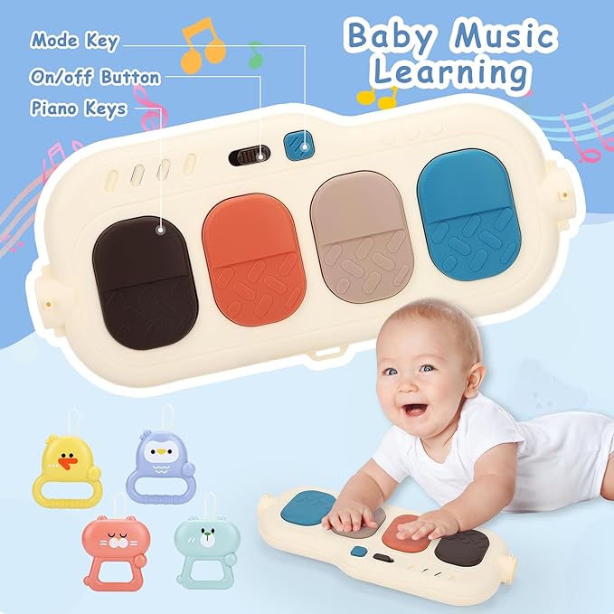 2 in 1 Baby Play Gym with Walker for Newborn, Baby Play Mat Activity Gym with 4 Infant Learning Sensory Tummy Time Mat for Infant Christmas Gifts Adjustable Height (Blue)-BubblyBeeBaby