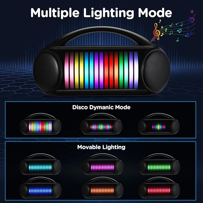 Karaoke Machine Portable Bluetooth Speaker with 2 Wireless Microphones Rechargeable Karaoke Machine for Kid and Adult Party PA Speaker Multiple LED Light Mode Support TWS/Radio/AUX/REC-BubblyBeeBaby