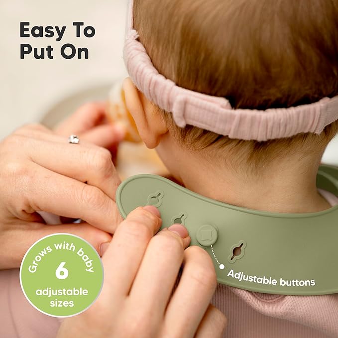 KeaBabies 2-Pack Silicone Baby Bibs for Eating - Sturdy Food-Grade Silicone Bibs for Babies Girl, Boy, Large Food Catcher, Clean & Put On Easily, Waterproof Toddler Feeding Essentials (Harvest)-BubblyBeeBaby