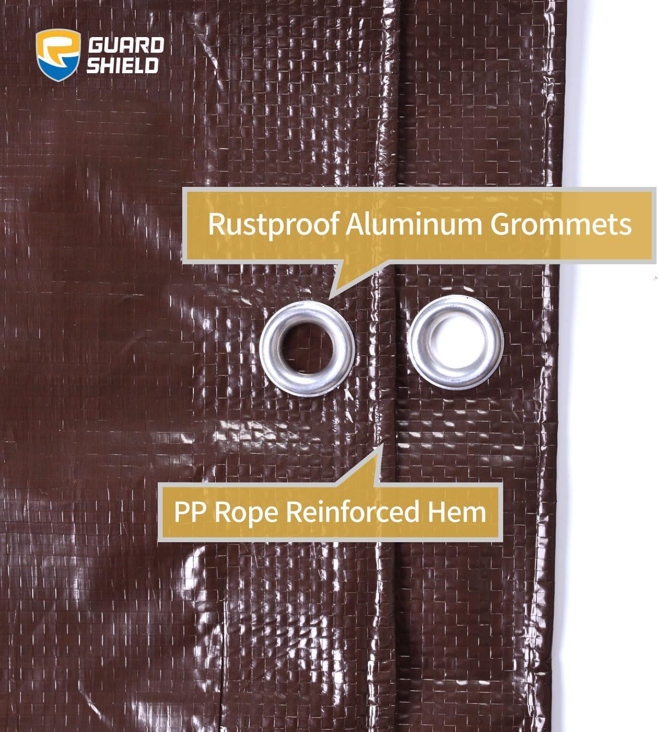 GUARD SHIELD Brown Tarp 16x20 Feet Waterproof Tarps Lightweight Camping Tarp Outdoor Multi Purpose Poly Cover 6mil