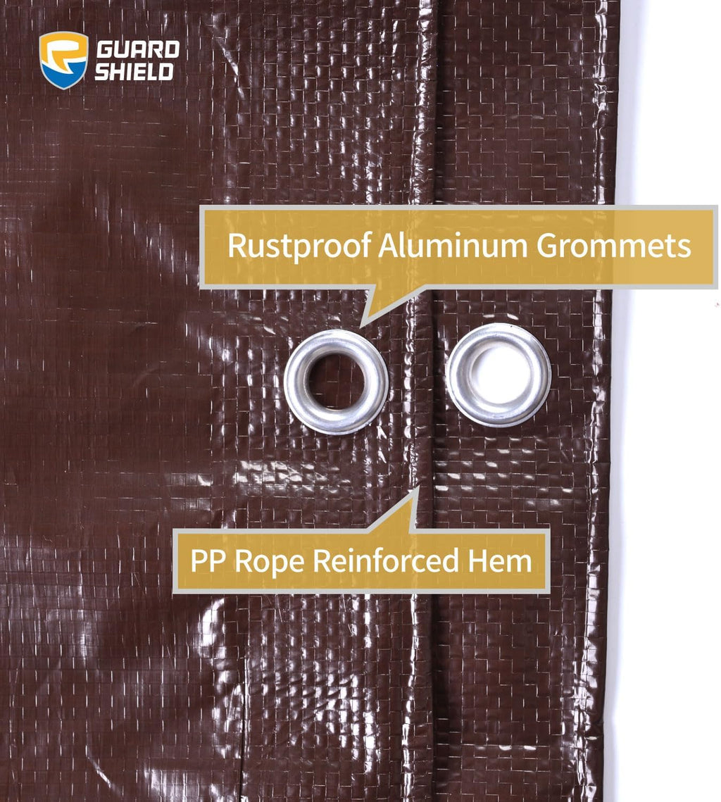 GUARD SHIELD Brown Tarp 6x6 Feet Waterproof Tarps Lightweight Camping Tarp Outdoor Multi Purpose Poly Cover 6mil