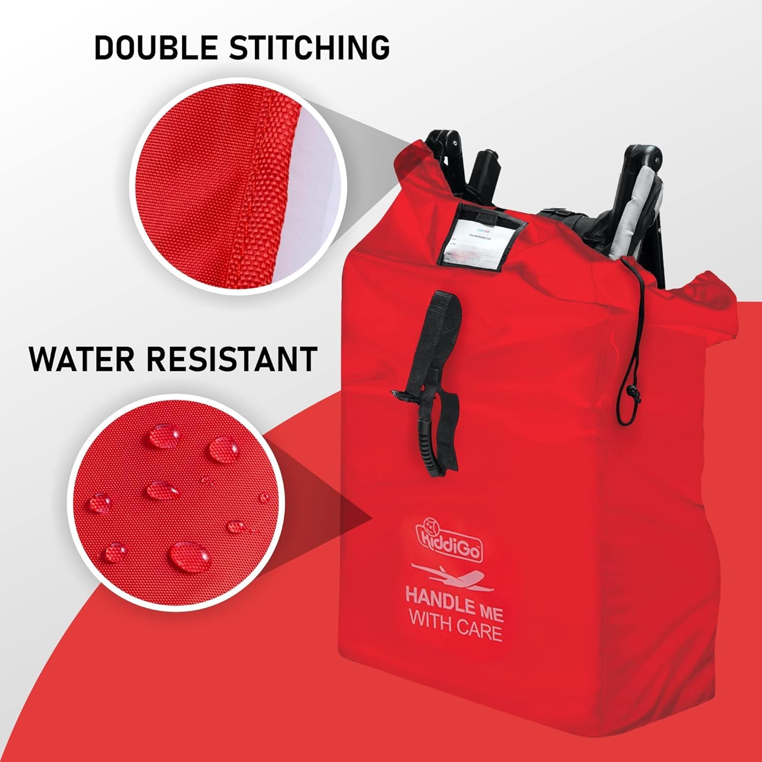 Travel Stroller Bag for Airplane, Red, 47" H x 24" W x 15" D, Fits Most Large, Single, Double, Jogging Strollers,Waterproof, Heavy-Duty Protection, Easy-to-Carry Design