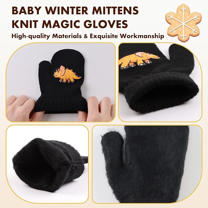 Baby Winter Mittens Toddler Stretch Knit Gloves Magic Warm Glove for Baby Boys Girls-BubblyBeeBaby