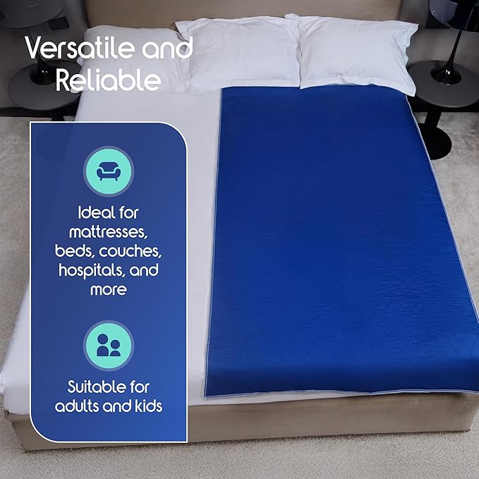Inspire Waterproof Washable Mattress Pad, Quilted and Dark Colored to Hide Stains, Oversized 34"x 72" – Adults and Kids Reusable Underpad for Incontinence-BubblyBeeBaby