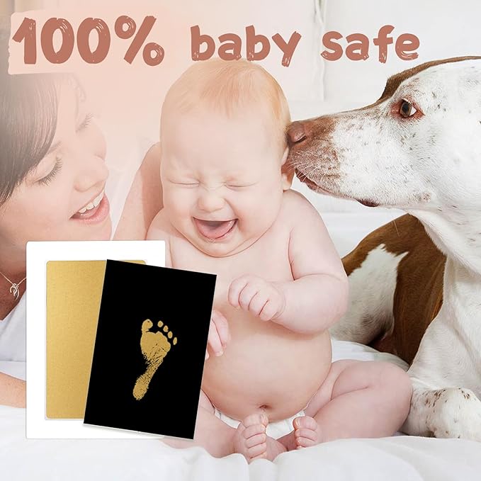Inkless Baby Hand and Footprint Kit,Clean-Touch Ink Pad Kit,Safe No Mess Printing Infant Hand Foot Stamp,4 Pack Newborn Inkless Print Pads Best Keepsake or Gifts for Family-BubblyBeeBaby