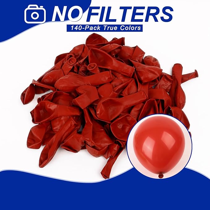 140pcs Ruby Red Round Balloons Different Sizes 18 12 10 5 Inch Latex Balloons for Arch Decoration Party Balloon Kit for Graduation Birthday Party Wedding Balloon Baby Shower Decoration-BubblyBeeBaby