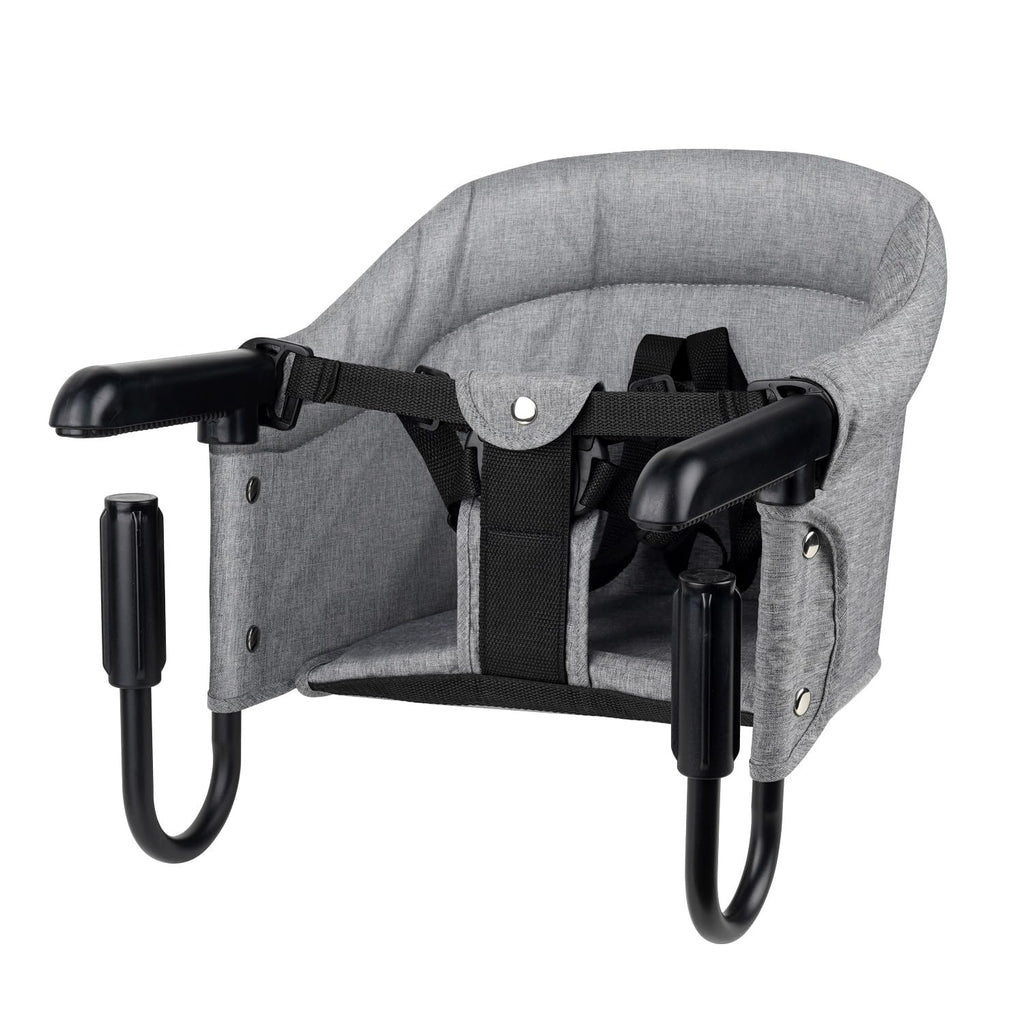 Baby Bliss Portable Hook-On Baby High Chair with Clip-On Design & 37 lb Weight Capacity | Foldable Travel & Home Use for Babies 6-36 Months | Includes Storage Bag, Grey